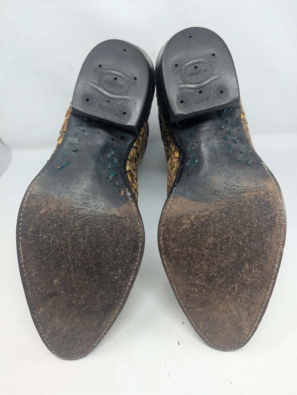 Olathe Snakeskin Python Cowboy Western Boots Mens 13 USA Black Gold Leather Show